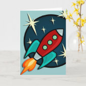 CARTE DE VOEUX VERTICALE DE BATEAU DE RÉTROFUSÉE (Fleur jaune)