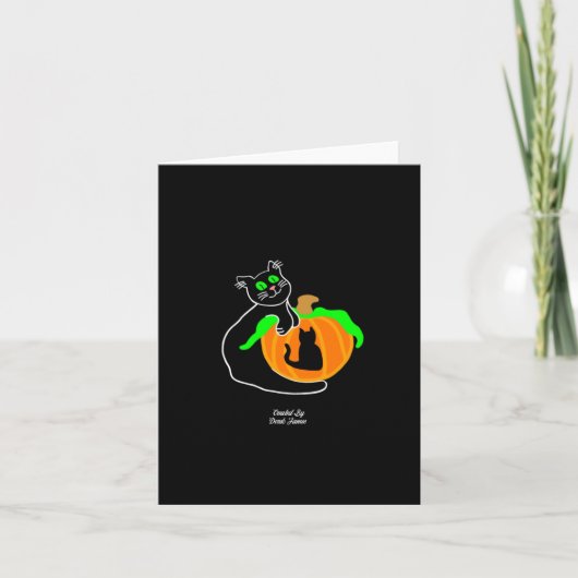 Carte de vœux verticale petite Citrouille de chat (Devant)