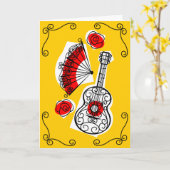 Carte de vœux verticale Souvenirs d'Espagne (Fleur jaune)