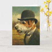 Carte de voeux Victorian Jack Russell (Fleur jaune)