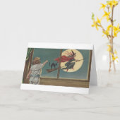 Carte de voeux Victorian Witch Befana Halloween (Fleur jaune)