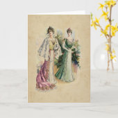 Carte de voeux victorienne élégante de dames (Fleur jaune)