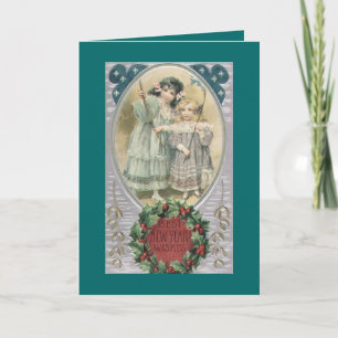 Carte de voeux victorienne vintage de nouvelle