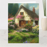 CARTE DE VŒUX VIDE DE CHALET DE CAMPAGNE ANGLAISE