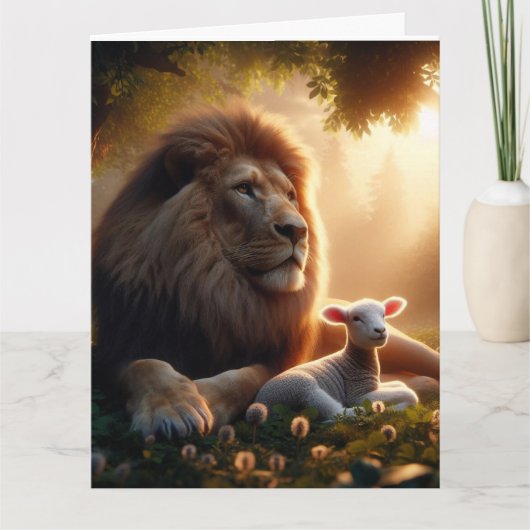 CARTE DE VŒUX VIDE LION & AGNEAU (Devant)