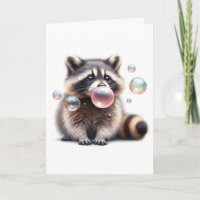 Carte de vœux vierge adorable raton laveur souffla