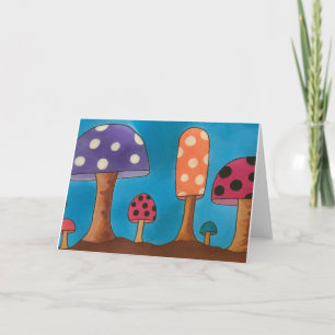 Carte de vœux vierge aquarelle champignon coloré