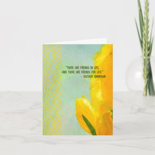 Carte de voeux vierge aux amis de Tulip jaune pour (Devant)