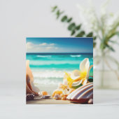 Carte de voeux vierge aux trésors de plage (Debout devant)