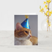 Carte de vœux vierge avec chat dans un chapeau de (Fleur jaune)
