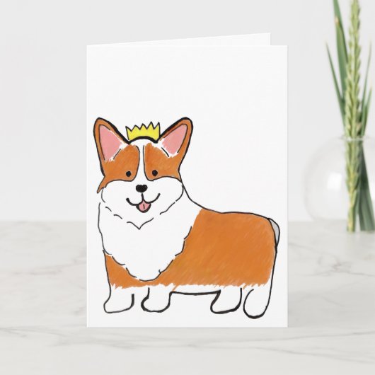 Carte de vœux vierge avec chien corgi royal (Devant)