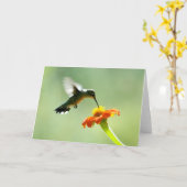 Carte de voeux vierge avec colibri et fleur (Fleur jaune)