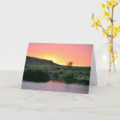 Carte de voeux vierge avec la photo Desert Sunset (Fleur jaune)