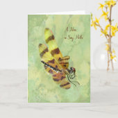 Carte de vœux vierge avec libellule (Fleur jaune)