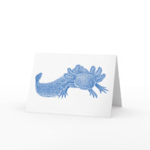 Carte de vœux vierge Axolotl - BLEUE
