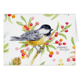 Carte de vœux vierge Chickadee de vacances
