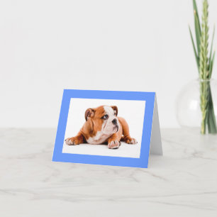 Carte de vœux vierge chiot Bouledogue Anglais