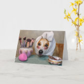 Carte de vœux vierge Corgi maquillé (Fleur jaune)