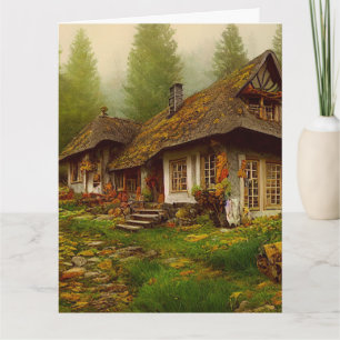 Carte de vœux vierge Cottage Campagne Anglaise