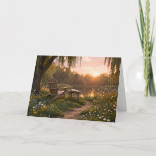 Carte de vœux vierge Coucher de soleil sur le lac