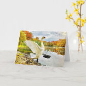 Carte de vœux vierge Cygne et chute (Fleur jaune)