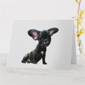 Carte de vœux vierge de caricature de Bouledogue f (Fleur jaune)