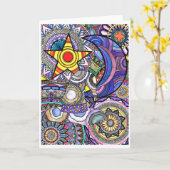 Carte de voeux vierge de conception 'Retro Magick' (Fleur jaune)