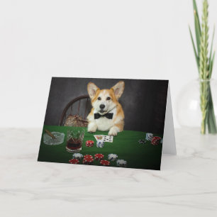 Carte de vœux vierge de corgi jouant au poker