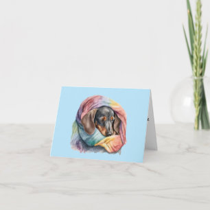Carte de vœux vierge de dachshund endormi à l'aqua