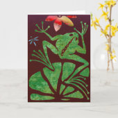 Carte de voeux vierge de grenouille (Fleur jaune)