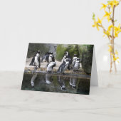 Carte de voeux vierge de pingouin (Fleur jaune)