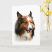 Carte de voeux vierge de Sheltie (Fleur jaune)