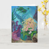 Carte de voeux vierge de sirène "sous-marine de (Fleur jaune)