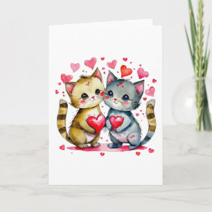 Carte de vœux vierge Deux chats amoureux – Joli ch
