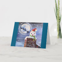 Carte de voeux vierge Ferret & Xmas Chimney