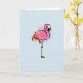 Carte de vœux vierge flamant rose (Fleur jaune)