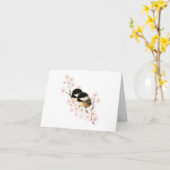 Carte de vœux vierge Fleur de cerisier Mésange (Fleur jaune)