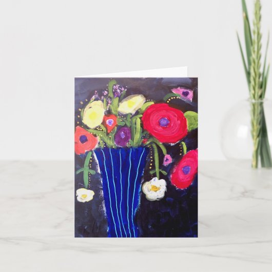 Carte de voeux vierge - Fleurs dans vase (Devant)