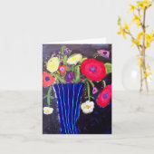 Carte de voeux vierge - Fleurs dans vase (Fleur jaune)