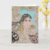 Carte de voeux vierge gitane de désert (Fleur jaune)