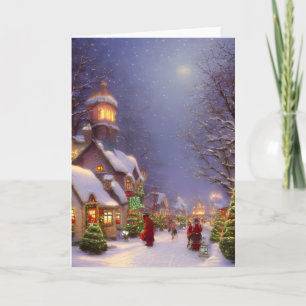 Carte de vœux vierge Noël dans une nuit enneigée