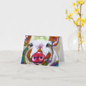 Carte de voeux vierge piggy souriante (Fleur jaune)