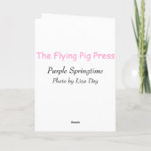 Carte de voeux vierge 'Purple Springtime' (Dos)
