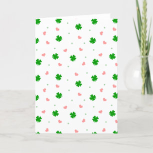 Carte de vœux vierge Trèfles Cœurs Points Shamrock