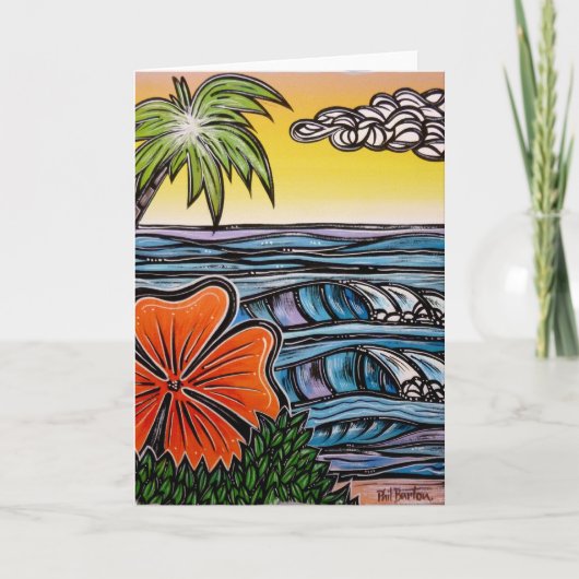 Carte de voeux vierge Vagues tropicales (Devant)