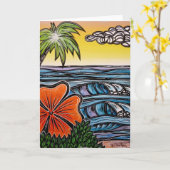 Carte de voeux vierge Vagues tropicales (Fleur jaune)