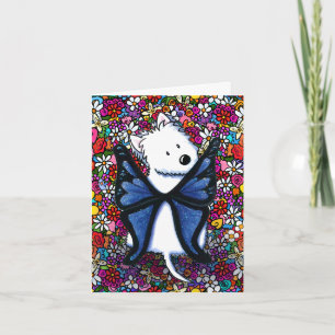 Carte de vœux vierge Westie papillon et fleurs