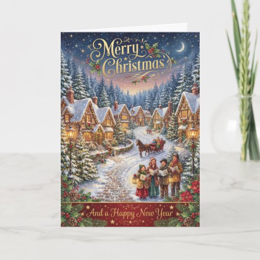 Carte de vœux Village de Noël (Devant)