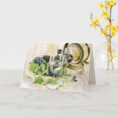 carte de voeux vin et raisins (Fleur jaune)