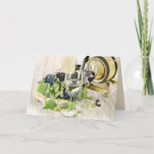 carte de voeux vin et raisins
